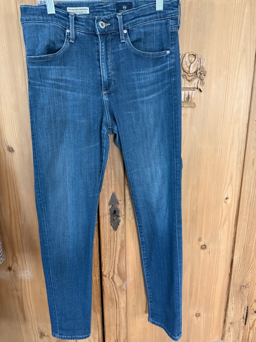 AG Adriano Goldschmied the high-rise Stevie slim straight ankle, Blue Jeans 29